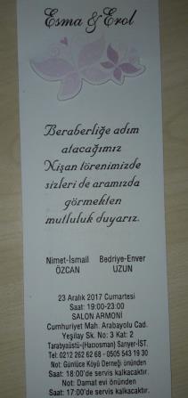  İsmail ÖZCAN‘IN Kızı Esma ÖZCAN‘ın Nişan‘ına Tüm dostlarımızı bekliyoruz