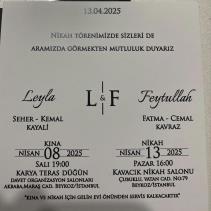 KEMAL KAYALININ KIZI LEYLA KAYALININ NİKAHINA TÜM DOSTLARIMIZ DAVETLİDİR.