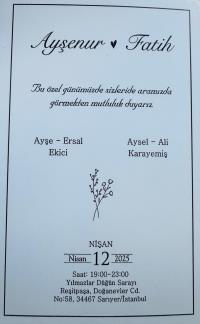  AYŞE/ERSAL EKİCİ‘İN KIZI AYŞENUR‘UN  NİŞANI‘NA TÜM DOSTLARIMIZ DAVETLİDİR.