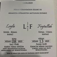 KEMAL KAYALININ KIZI LEYLA KAYALININ NİKAHINA TÜM DOSTLARIMIZ DAVETLİDİR.