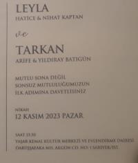 ÖZKAN  ÇAM‘IN KIZI (ARİFE-YILDIRAY) OĞLU TARKAN‘IN DÜĞÜNÜNE TÜM DOSTLARIMIZ DAVETLİDİR.