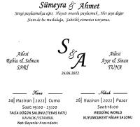 Selman & Rabia SARI‘IN Kızı Sümeyra SARI‘IN Nikah‘ına Tüm Dostlarımız Davetlidir.