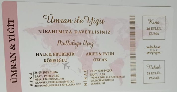  FATİH ÖZCANIN  OĞLU  YİĞİTİN   NİKAH‘ INA TÜM DOSTLARIMIZ DAVETLİDİR.